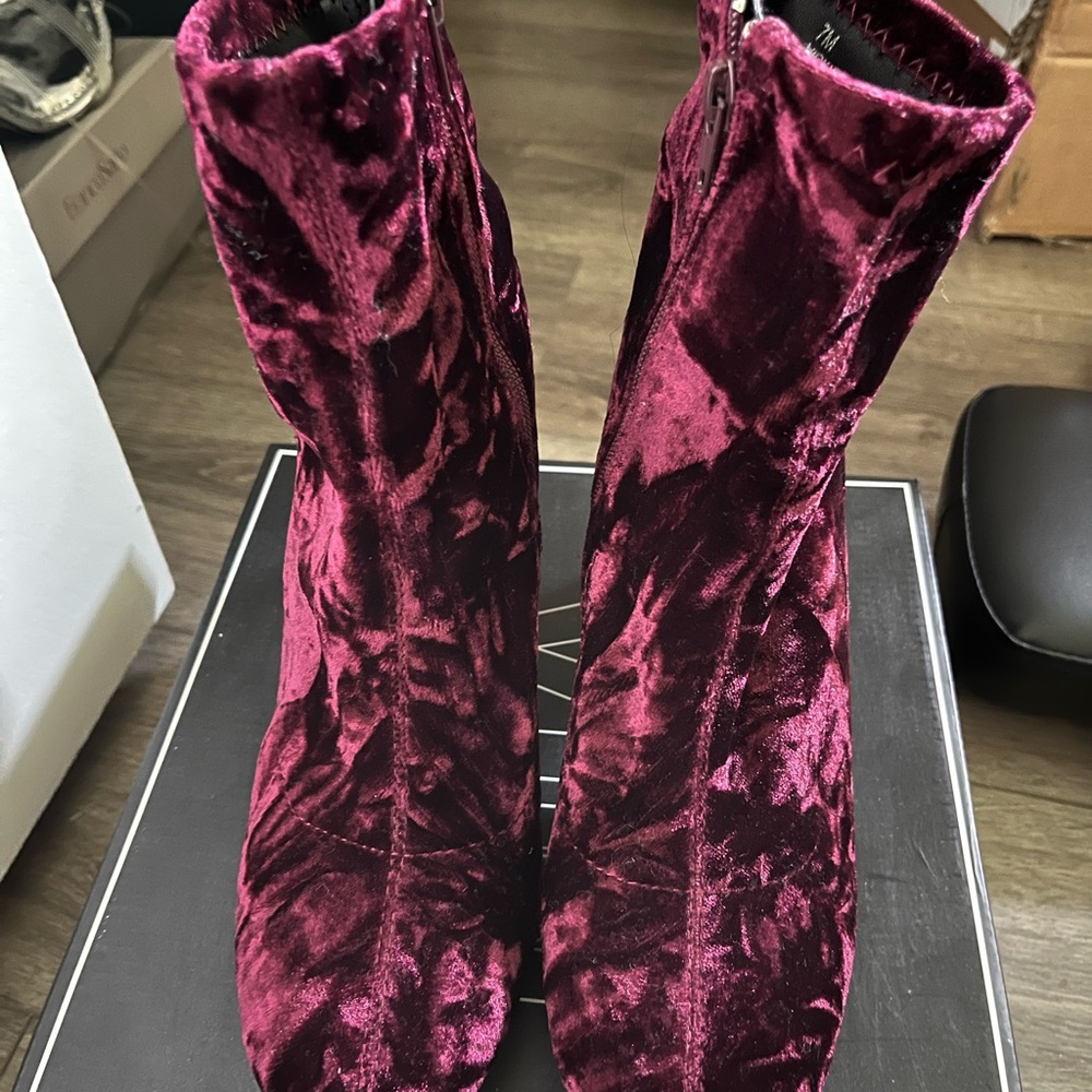 MIA Velvet Heeled Boots in Deep Purple